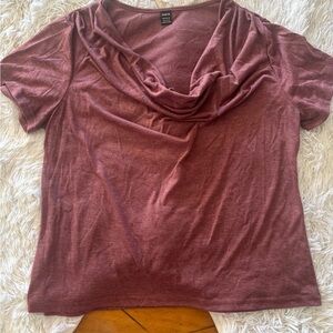 SHEIN pink Cowl Neck Short Sleeve Stretch Blouse Top XL